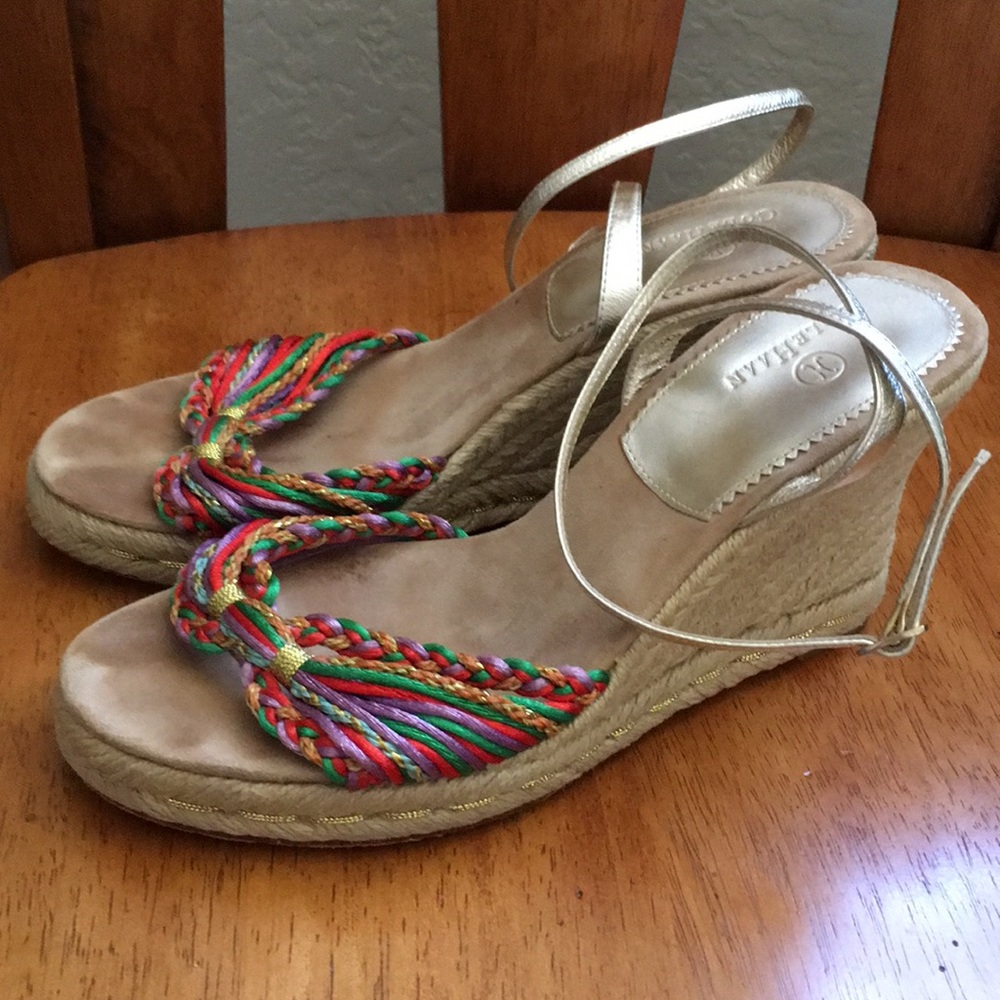 Cole Haan Espadrille Wedge Sandals Gold Shoes